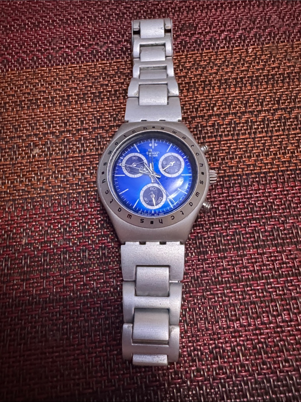 Vintage Swatch irony midi chrono “hypnotic “Silver Bracelet Watch